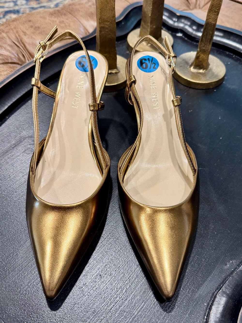 Nine West Slingback Pointed Toe Kitten Heel Pump Size 6.5